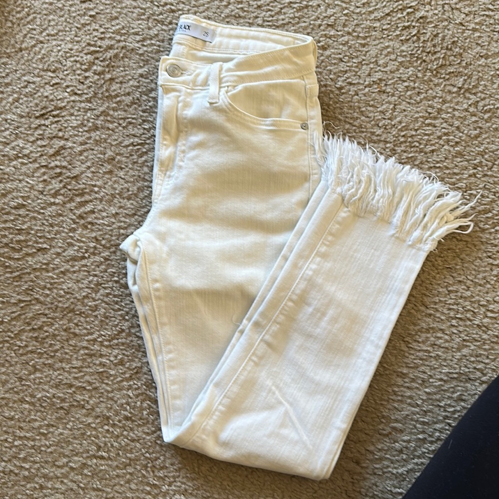 White Fringe Cropped Denim